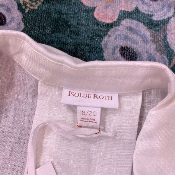 NWT Isolde Roth Shirt Womens White Linen Lane Dolman Sleeve Button Up 18/20 XL - Picture 11 of 16